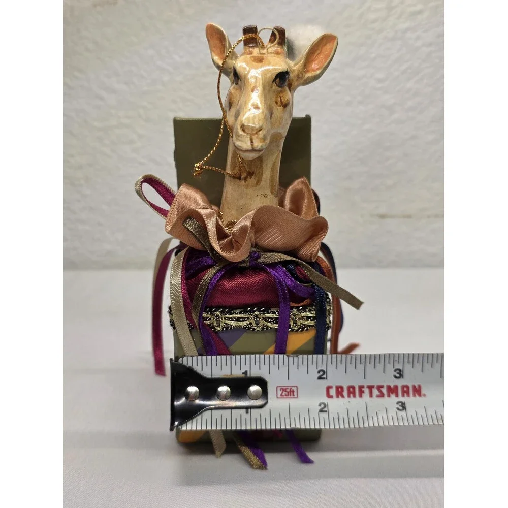 Vintage Katherines Collection Handcrafted Wooden Giraffe Trinket ornament Xmas